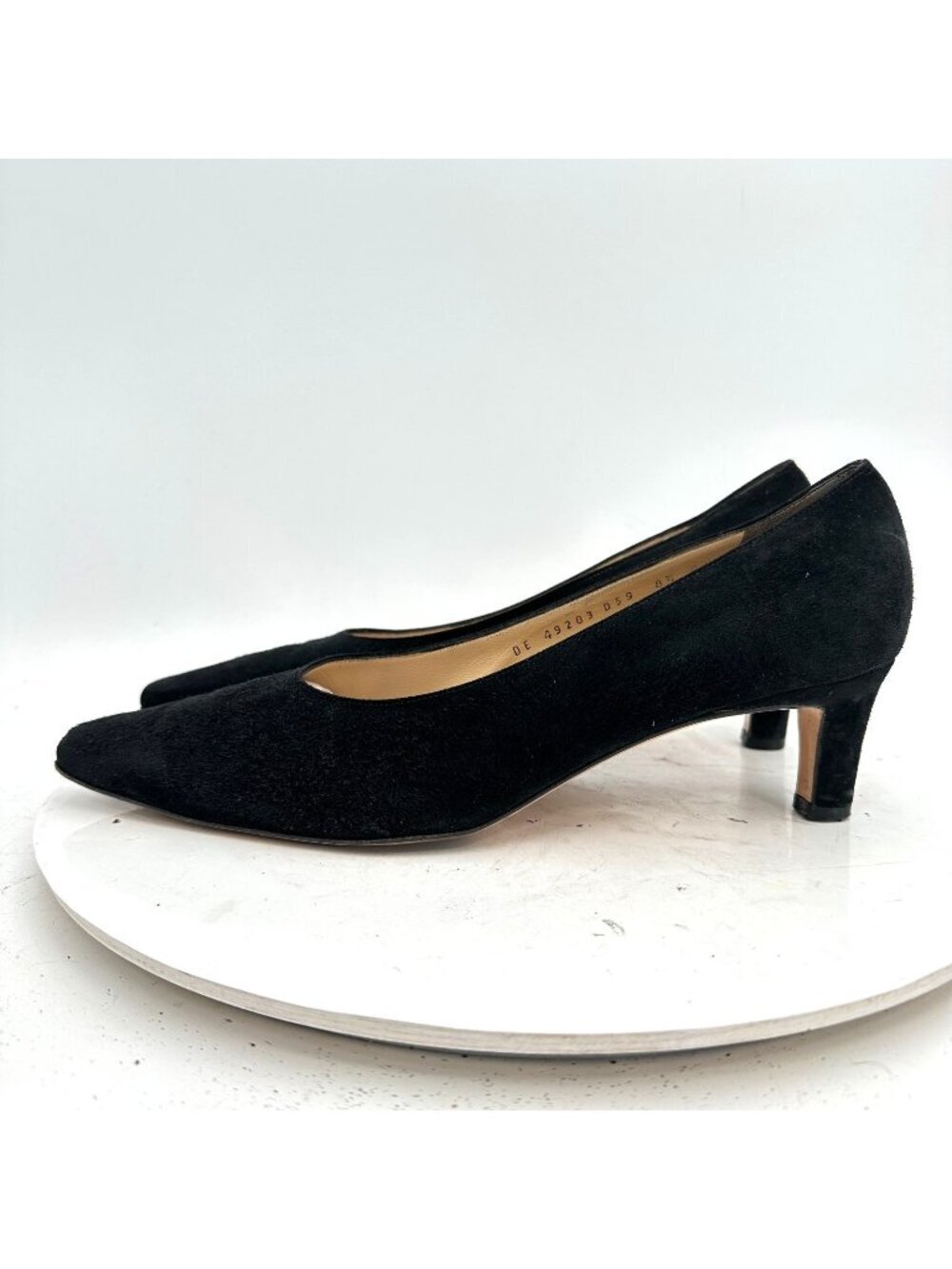 Salvatore Ferragamo Women Size 8.5B Black Suede Slip On Pump Heel Shoes
